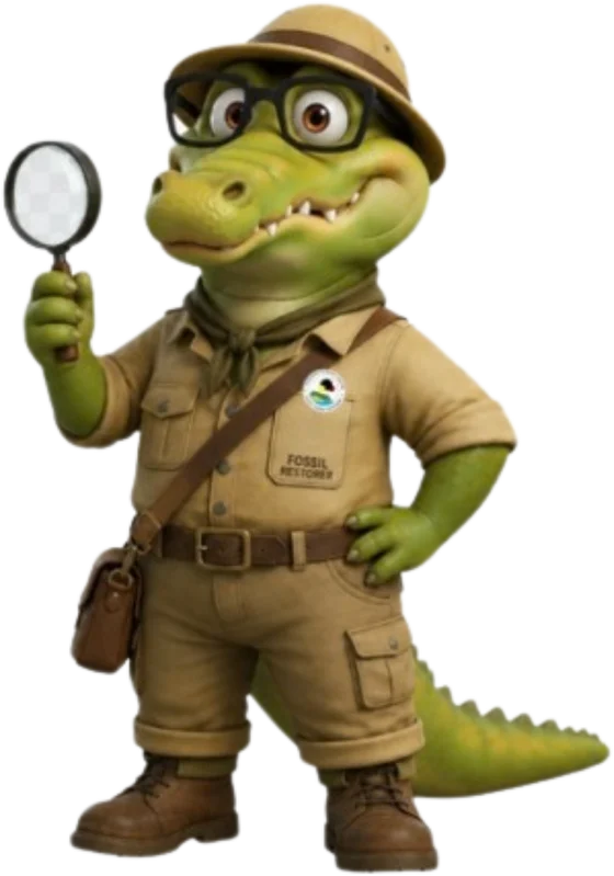Boyak, the Sarawak Science Centre mascot, holding a magnifying glass