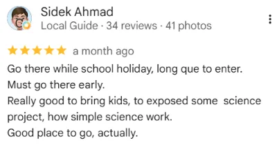 Google review from a visitor