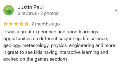 Google review from a visitor