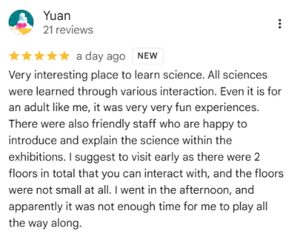 Google review from a visitor
